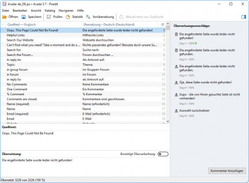 AVADA WordPress-Theme – deutsche Sprachdateien