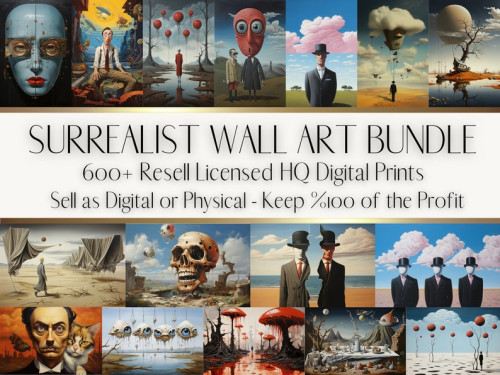 Surrealist Wall Art Bundle (600 high-quality JPEG images)