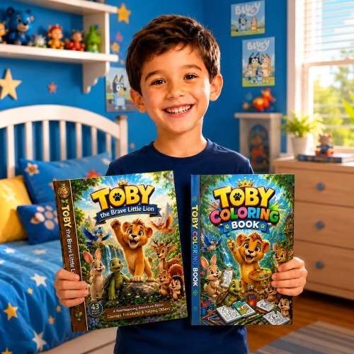 Toby the Brave Little Lion – Story & Coloring Bundle